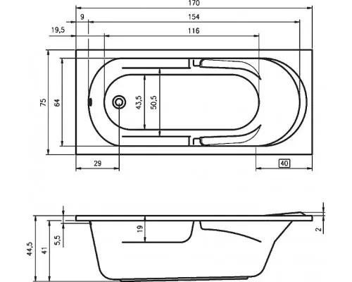 Приобрести Акриловая ванна Riho Future 170x75 B073001005 (BC2800500000000) без гидромассажа в магазине сантехники Santeh-Crystal.ru
