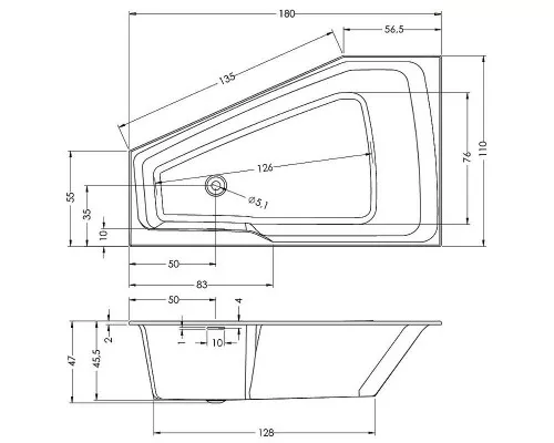 Заказать Акриловая ванна Riho Rething Space 180х110 R B115001005 (BR1800500000000) без гидромассажа в магазине сантехники Santeh-Crystal.ru