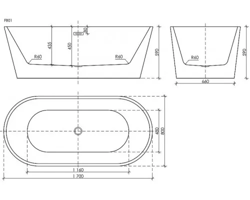 Купить Акриловая ванна Sancos Mimi 170x80 FB01 без гидромассажа в магазине сантехники Santeh-Crystal.ru