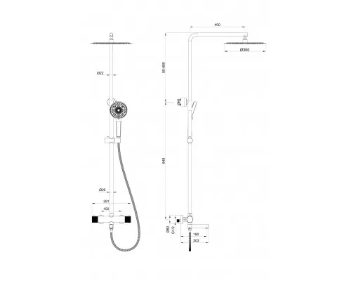 Купить Душевая система с термостатом WONZON & WOGHAND, Темный графит (WW-88739902-BGM) в магазине сантехники Santeh-Crystal.ru