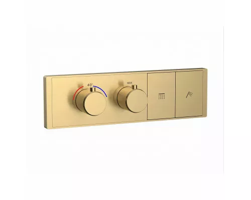 Термостатическая панель смесителя встраиваемая на 2 потребителя WONZON & WOGHAND, Брашированное золото (WW-INF162A-BG)