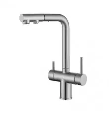 Смеситель для кухни с выдвижным изливом и подключением фильтра WONZON & WOGHAND, Брашированный никель (WW-88458018-BN)