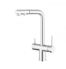 Смеситель для кухни с выдвижным изливом и подключением фильтра WONZON & WOGHAND, Хром (WW-88458018-CR)