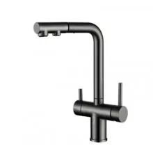 Смеситель для кухни с выдвижным изливом и подключением фильтра WONZON & WOGHAND, Темный графит (WW-88458018-BGM)