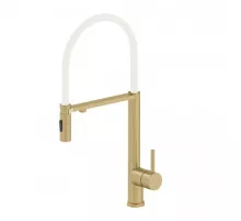 Смеситель для кухни с гибким изливом и подключением фильтра WONZON & WOGHAND, Брашированное золото (WW-458027-BG)