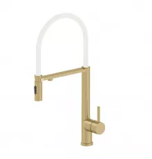 Смеситель для кухни с гибким изливом и подключением фильтра WONZON & WOGHAND, Брашированное золото (WW-458027-BG)