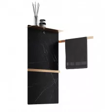 Полотенцесушитель электрический с каменной плитой Черный мрамор WONZON & WOGHAND STUTTGART, Брашированное золото (WW-A504-BG)