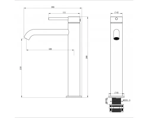 Смеситель для раковины высокий WONZON & WOGHAND STICK, Брашированный никель (WW-88239017-BN)