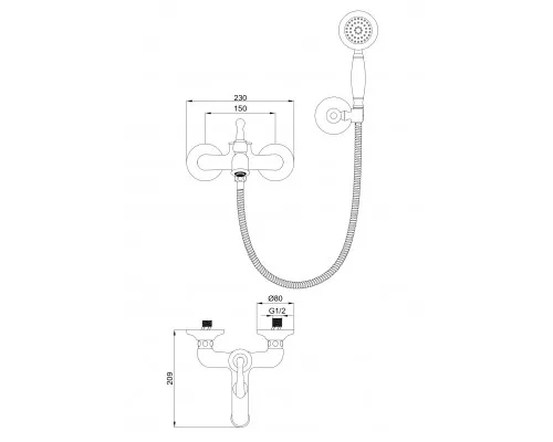 Смеситель для ванны с душем Wonzon & Woghand, Хром (WW-88639008-CR)