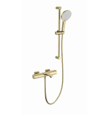 Смеситель для ванны с душевым гарнитуром и термостатом WONZON & WOGHAND, Брашированное золото (WW-C2011-A-BG)