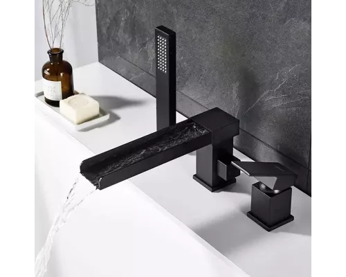 Смеситель на борт ванны Groсenberg GB6008-2 Черный матовый