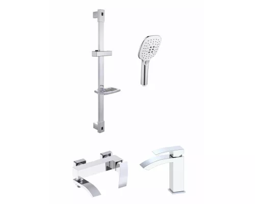 Набор для ванны 3 в 1 Grocenberg GB1007 Белый хром