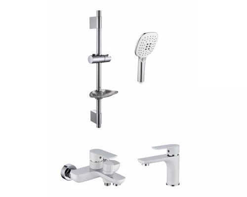 Набор для ванны 3 в 1 Grocenberg GB1009 Белый хром