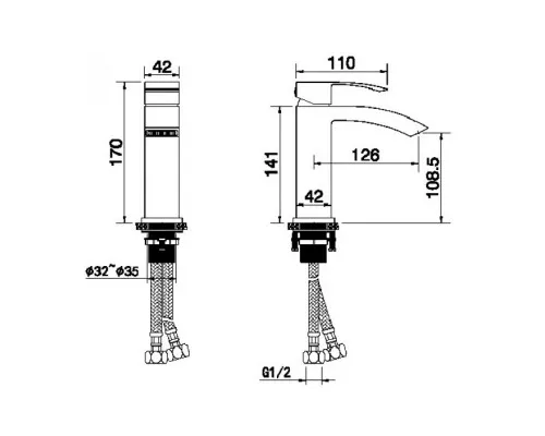 Cмеситель для раковины Grocenberg GB2007 Хром