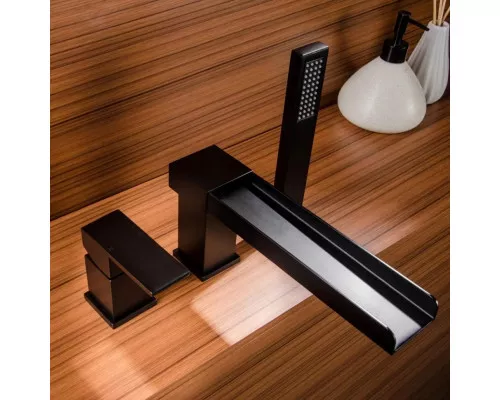 Смеситель на борт ванны Groсenberg GB6008-2 Черный матовый