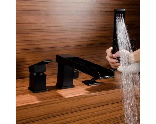 Смеситель на борт ванны Groсenberg GB6008-2 Черный матовый