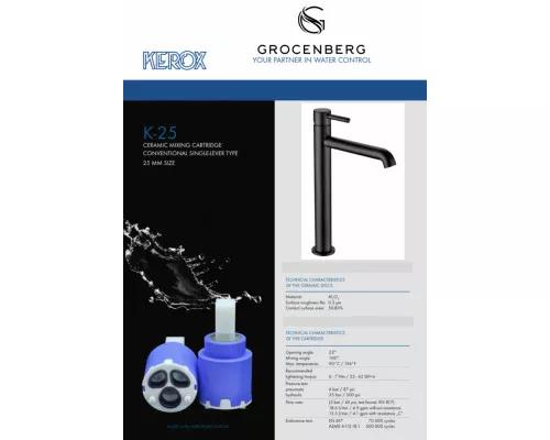 Смеситель для раковины Высокий Grocenberg GB3029BL Чёрный матовый