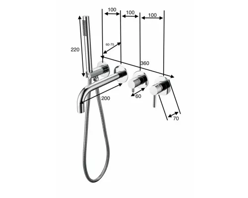 Смеситель для ванны с ручным душем Grocenberg GB5070MG Матовое золото