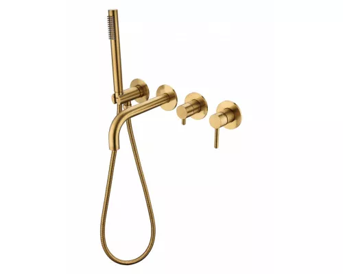 Смеситель для ванны с ручным душем Grocenberg GB5070GL золотой брашированный