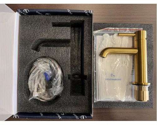 Смеситель для раковины стандартный Grocenberg GB2099GL золотой брашированный