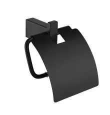 Настенный бумагодержатель с крышкой Grocenberg AC0029 (Черный матовый)