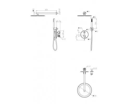 Душевая система скрытого монтажа Grocenberg GB5099MG-3 Матовое золото