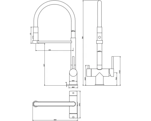Смеситель для кухни Grocenberg GB4095 с гибким изливом Графит
