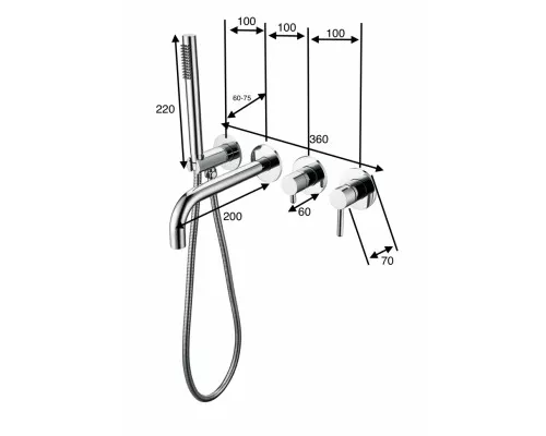 Смеситель для ванны с ручным душем Grocenberg GB5070GL золотой брашированный
