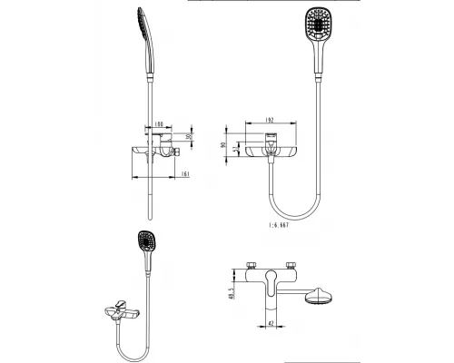 Смеситель для ванны с ручным душем Grocenberg GB8009 Хром
