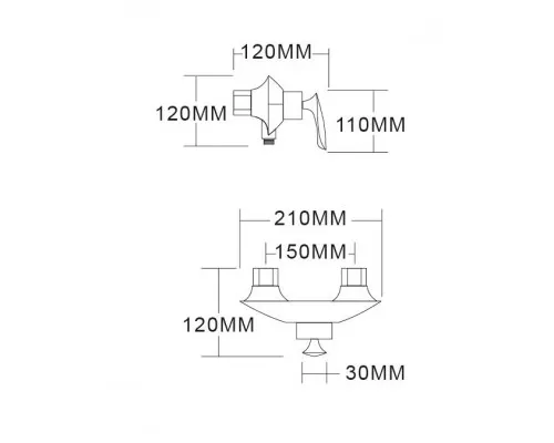 Смеситель для душа с ручным душем Groсenberg GB9001 Черный хром