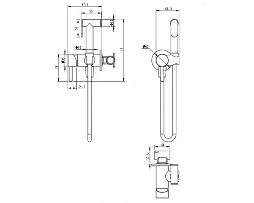 Смеситель встраиваемый с гигиеническим душем Grocenberg GB001 Бронза