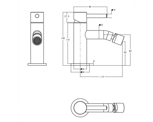 Смеситель для биде Grocenberg GB2094BL Чёрный матовый