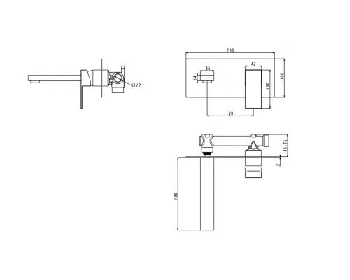 Смеситель встраиваемый для раковины Grocenberg GB588BG Графит