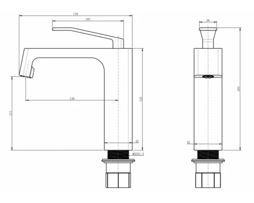 Смеситель для раковины стандартный Grocenberg GB2090CR Хром