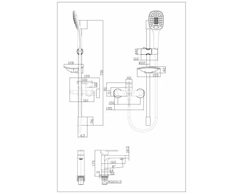 Набор для ванны 3 в 1 Grocenberg GB1009 Белый хром