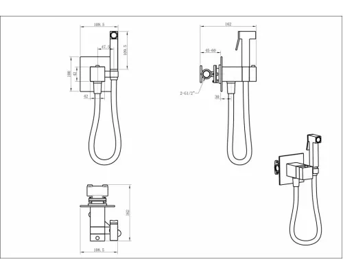 Гигиенический душ со смесителем GROCENBERG GB008 с термостатом Никель