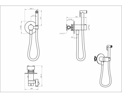 Гигиенический душ со смесителем GROCENBERG GB009 с термостатом Черный матовый