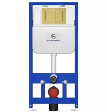 Инсталляция для унитаза с кнопкой для смыва Grocenberg GS3050-KM3080MG Матовое золото