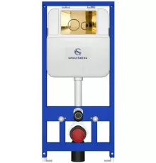 Инсталляция для унитаза с кнопкой для смыва Grocenberg GS3050-KM3090GO золото