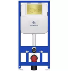 Инсталляция для унитаза с кнопкой для смыва Grocenberg GS3050-KM3090MG Матовое золото