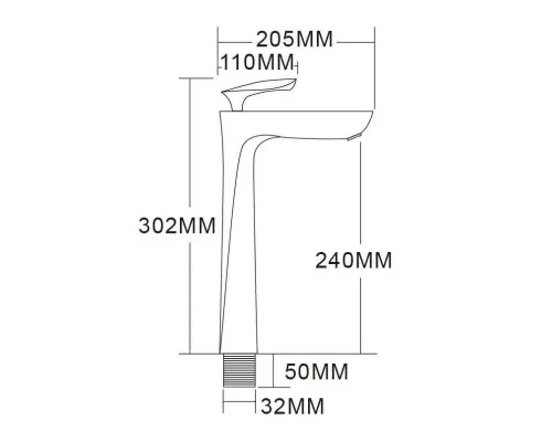Смеситель для накладной раковины,черный матовый хром FELICE 9025 NERO OPACO
