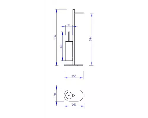 Стойка напольная с держателем для туалетной бумаги и ершиком для унитаза,хром FELICE F 0411 CROMO