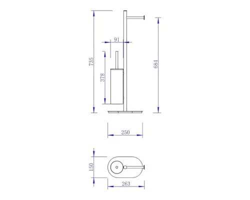 Стойка напольная с держателем для туалетной бумаги и ершиком для унитаза,золото матовое FELICE F 0311 ORO OPACO