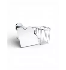 Держатель для туалетной бумаги закрытый с держателем для освежителя воздуха,хром с белой вставкой FELICE R 1007-S BL