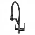 Смеситель для кухни с краном для питьевой воды и гибким изливом,черный с серым шлангом FELICE 1415 NG NERO-GRIGIO