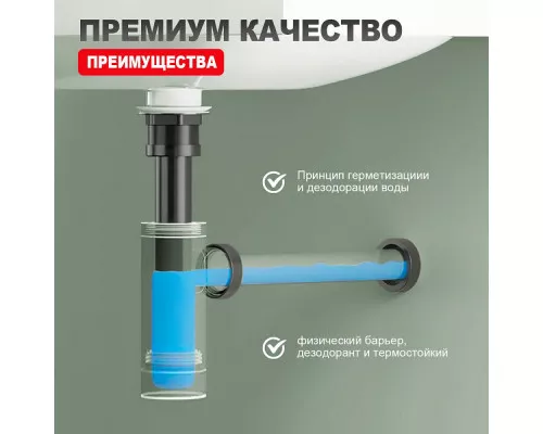 Сифон для раковины Raglo R600.20.09 бутылочный, латунь, графит
