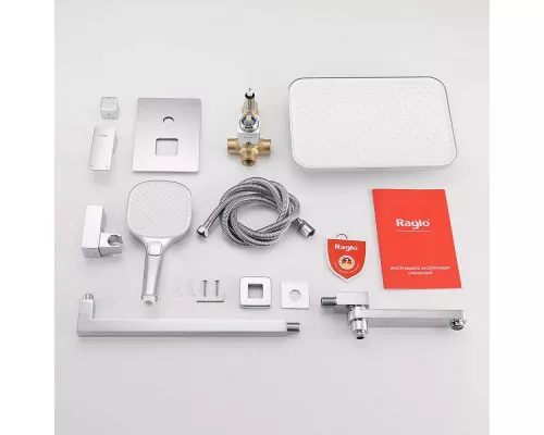Душевая система Raglo R30.27 для ванны и душа встраиваемая на 3 режима излив поворотный 20 см, хром