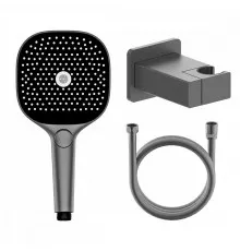 Комплект с лейкой Raglo R476.41.09 для душа душевая лейка 3 режима, шланг 1,5м, держатель лейки латунь, графит