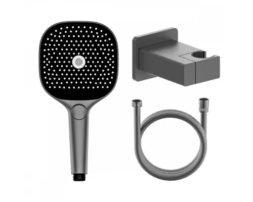 Комплект с лейкой Raglo R476.41.09 для душа душевая лейка 3 режима, шланг 1,5м, держатель лейки латунь, графит