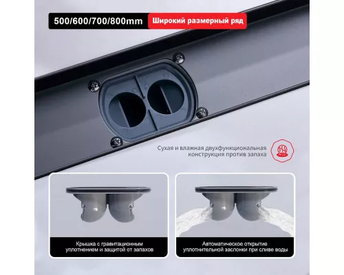 Душевой трап Raglo R651.60.09 600мм, нержавеющая сталь, графит